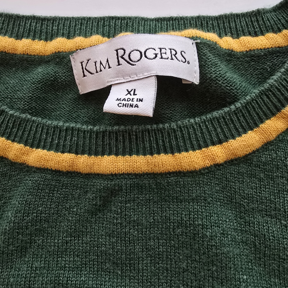 Kim Rogers Sequin Green and Red Crew Neck Sweater with Holiday Embroidery - Picture 4 of 6